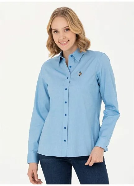 Синяя женская рубашка с рубашечным воротником узкого кроя CRISCOLOR023K U.S. Polo Assn., синий