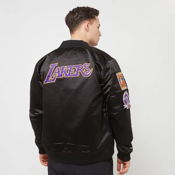 Куртка NBA Lightweight Satin Bomber Los Angeles Lakers Mitchell & Ness, цвет Black