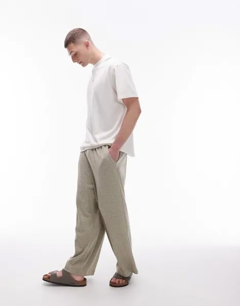 Свободная футболка из вискозы премиум-класса Topman цвета экрю