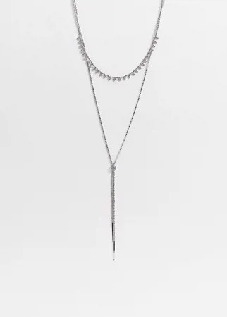 Серебристое многоярусное ожерелье с декоративным узлом ALDO Delbeatrice-Серебряный