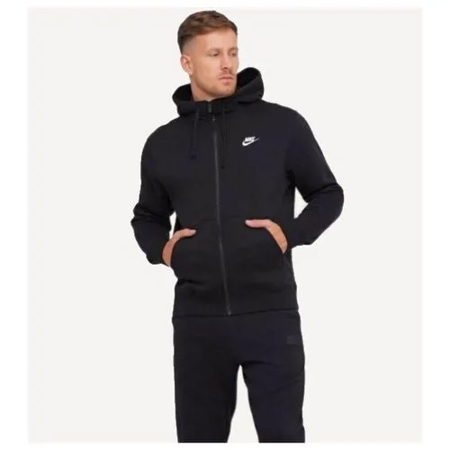 Толстовка спортивная NIKE Sportswear Club Fleece Men's Full-Zip Hoodie, размер S, черный