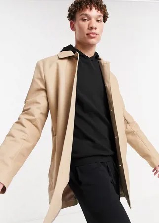 Водонепроницаемый однобортный тренч светло-бежевого цвета ASOS DESIGN-Бежевый