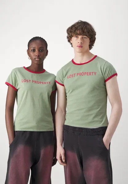 Футболка с набивным рисунком Lost Property Ringer Unisex Jaded London, зеленая