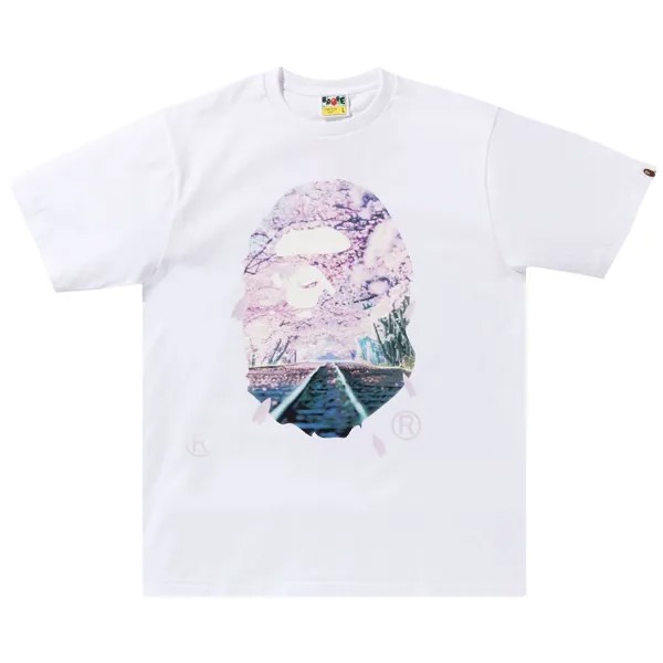 BAPE Футболка Sakura Photo Ape Head, Белая