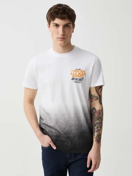 Двухцветная футболка с надписью Ovs, цвет white/black