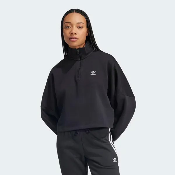Флисовая толстовка с молнией 1/2 Essentials Adidas, цвет Black