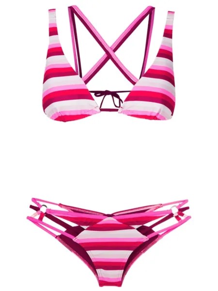 Amir Slama stripe-print strappy bikini, розовый