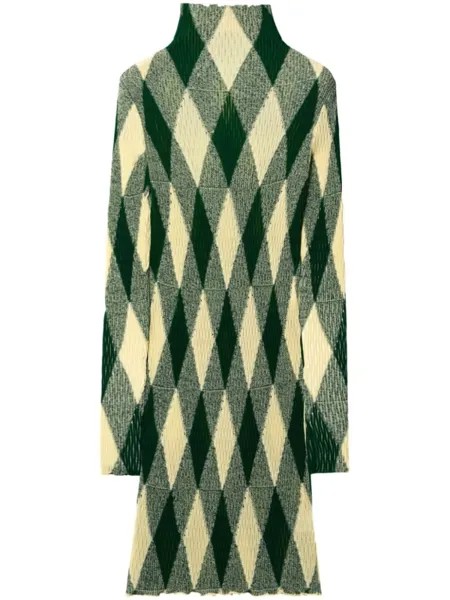 Burberry платье в рубчик с узором аргайл, зеленый
