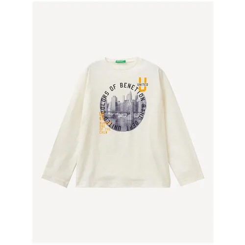Лонгслив UNITED COLORS OF BENETTON, хлопок, размер 130 (M), белый