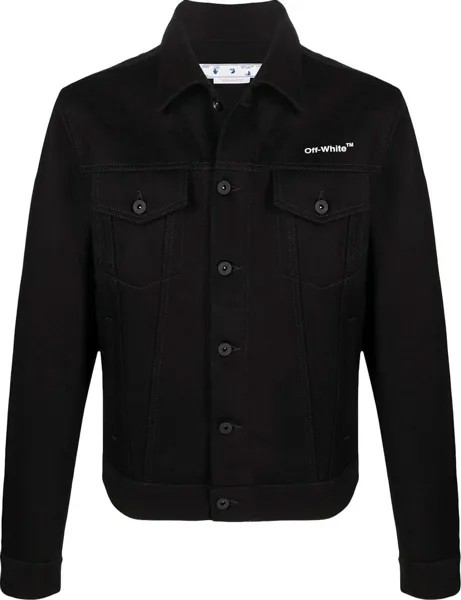 Куртка Off-White Diag Tab Slim Denim Jacket 'Black', черный