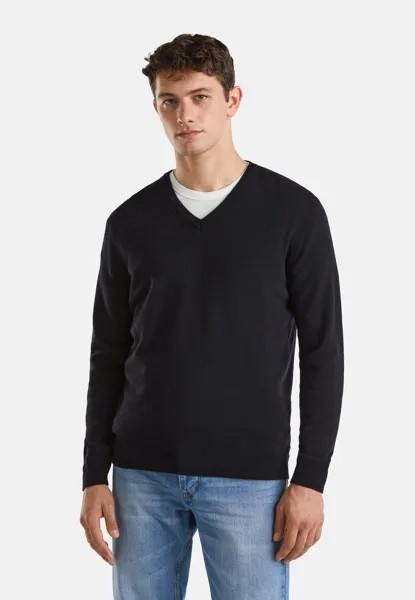 Вязаный свитер MERINO V-NECK United Colors of Benetton, цвет black