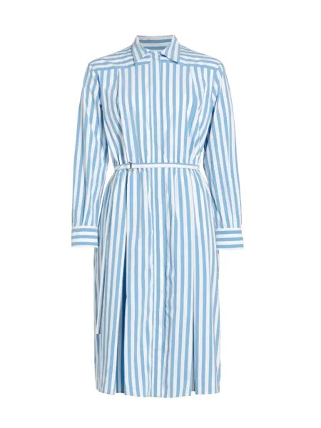Полосатое платье-рубашка с поясом Piazza Sempione, синий