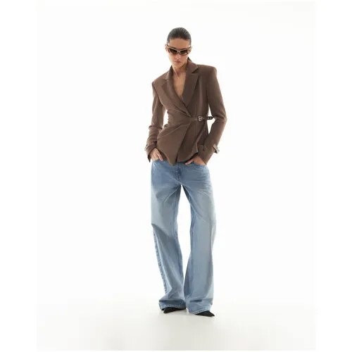 Пиджак Sorelle, средней длины, силуэт прилегающий, размер XS, коричневый