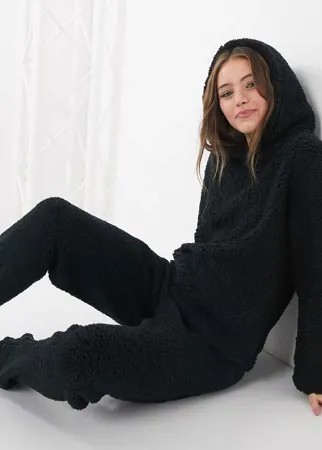 Черный худи для дома из искусственного меха «борг» Loungeable-Черный цвет