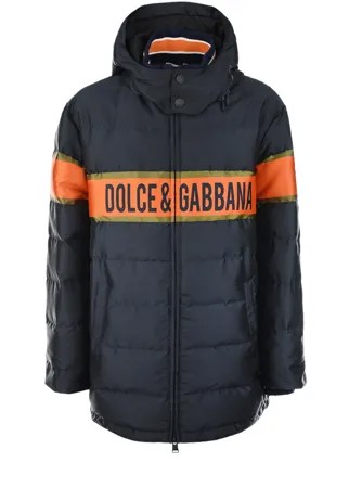 Синяя куртка с двойным капюшоном Dolce&Gabbana детская