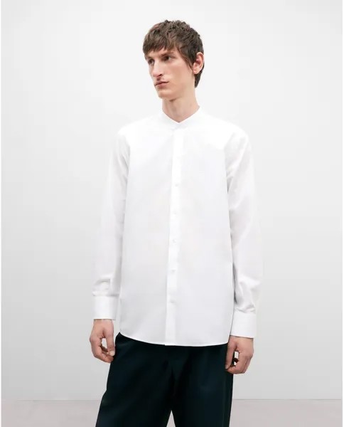 Мужская рубашка с воротником Mao из 100% органического хлопка белого цвета Adolfo Dominguez, белый