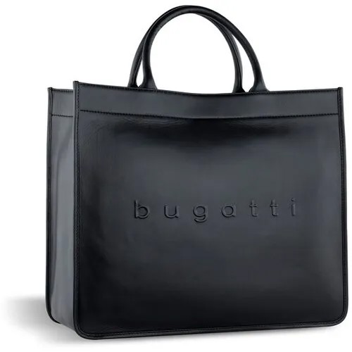 Сумка тоут Bugatti, фактура гладкая, черный