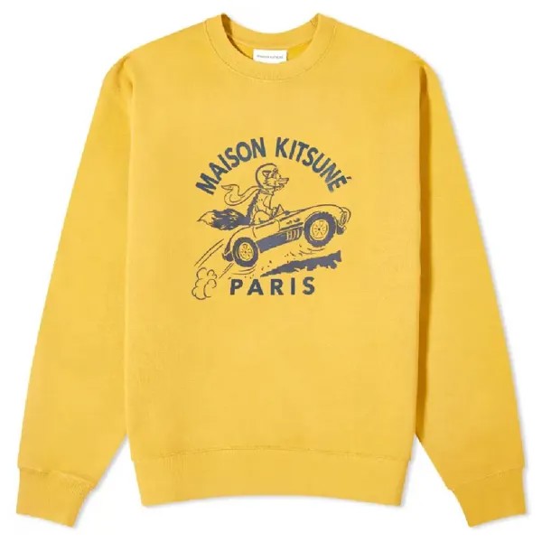 Толстовка Maison Kitsune Racing Fox Comfort Crew, желтый