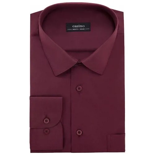Рубашка мужская длинный рукав CASINO c630/156/mar/Z, Полуприталенный силуэт / Regular fit, цвет Бордовый, рост 174-184, размер ворота 39