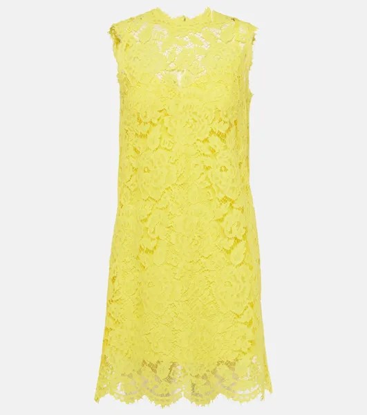 Мини-платье из хлопкового кружева Dolce&Gabbana, желтый