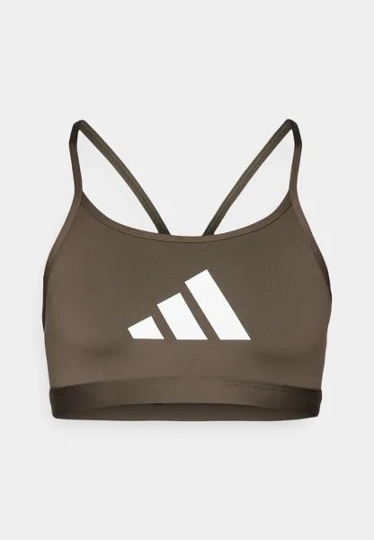 Спортивный бюстгальтер с легкой поддержкой AEROREACT BIG GRAPHIC adidas, оливковый