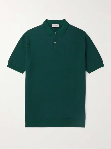 Рубашка поло облегающего кроя из шерсти мериноса и пике JOHN SMEDLEY, зеленый