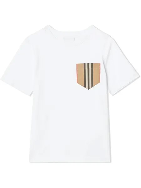 Burberry Kids футболка с карманом в полоску Icon Stripe