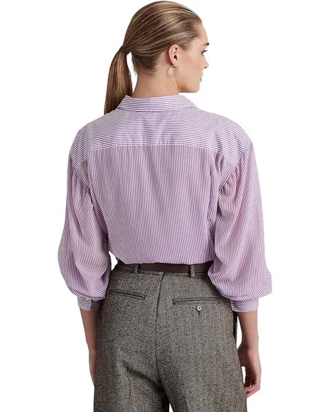 Рубашка LAUREN Ralph Lauren Petite Striped Broadcloth Shirt, цвет Lavender/White