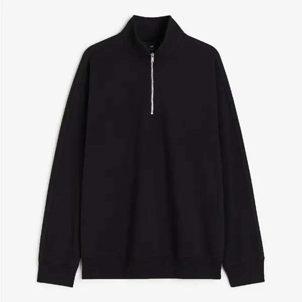 Свитшот H&M Thermolite Relaxed Fit Half-zip, черный