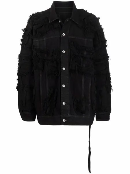 Rick Owens DRKSHDW джинсовая куртка с бахромой, черный