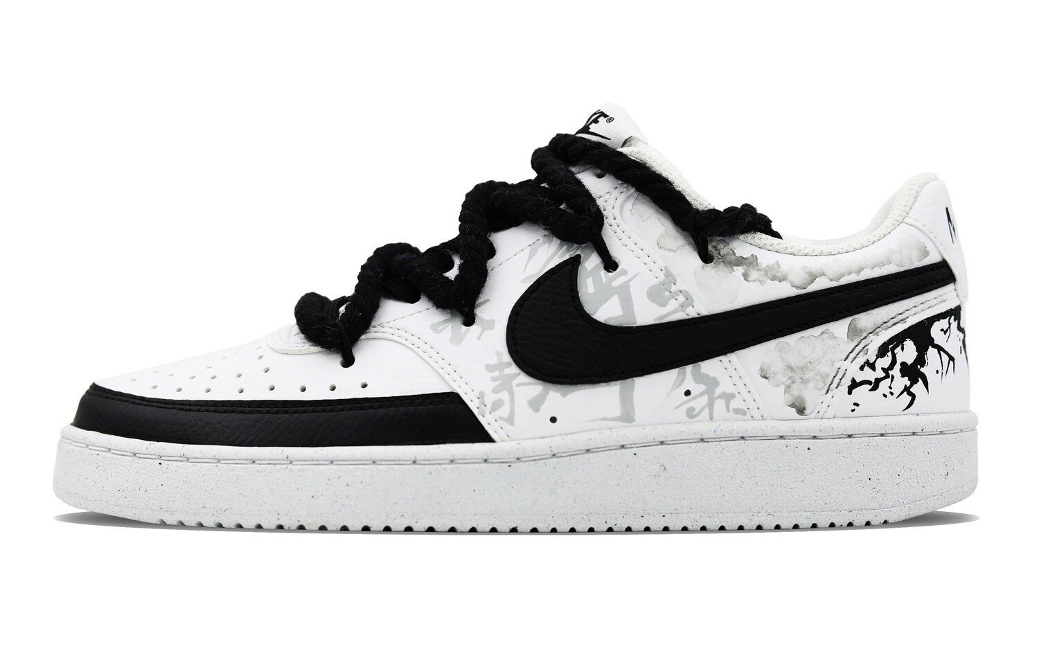 Кроссовки Nike Court Vision 1 Skateboarding Shoes Women's Low-top Black/white/silver, серебряный