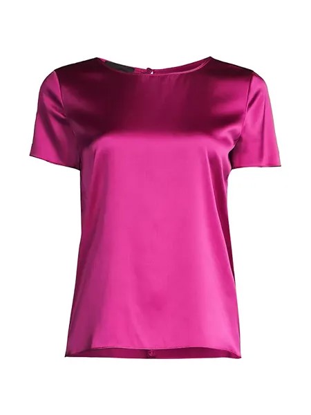 Шелковая футболка с круглым вырезом Emporio Armani, цвет fushcia