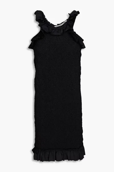Платье мини из эластичного джерси с оборками Alexander Wang, черный