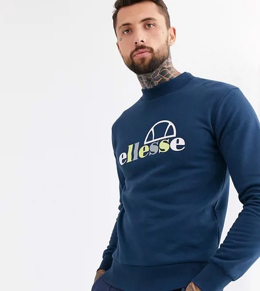 Темно-синий свитшот с высоким воротом и большим логотипом ellesse Stel эксклюзивно для ASOS