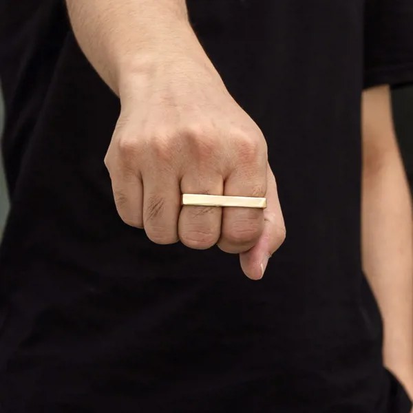 Мужское кольцо на два пальца в стиле панк