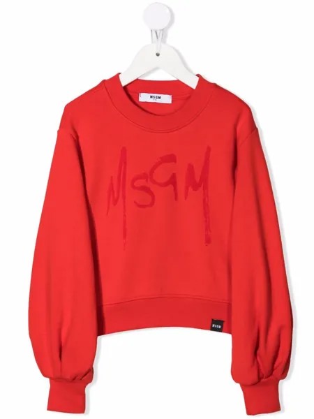 MSGM Kids толстовка с круглым вырезом и логотипом
