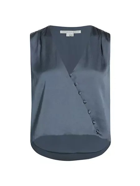 Атласный топ Rahi с эффектом запаха Veronica Beard, цвет lagoon blue