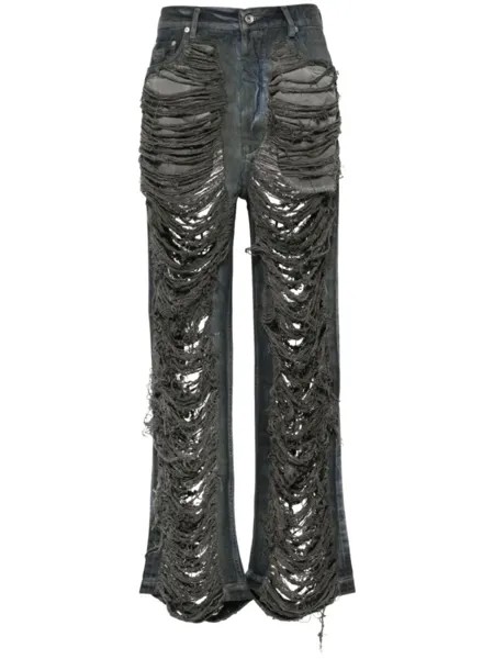 Прямые джинсы с эффектом потертости Rick Owens DRKSHDW, серый