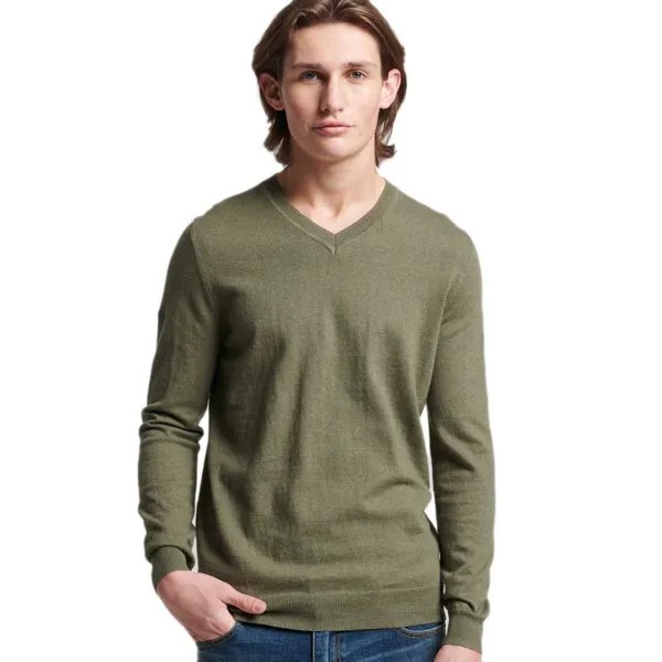 Свитер Superdry Vintage Emb Cotton/Cash Vee, зеленый