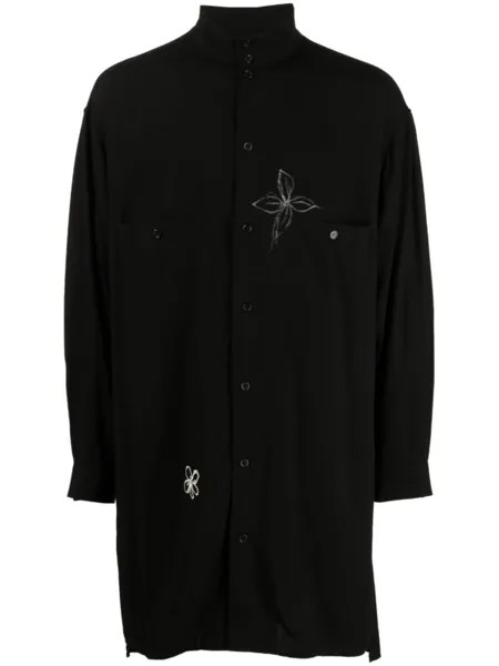 Yohji Yamamoto длинная рубашка с принтом, черный