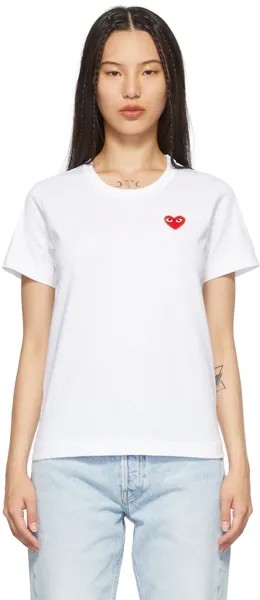Белая широкая футболка с нашивкой в ​​виде сердца Comme des Garçons Play