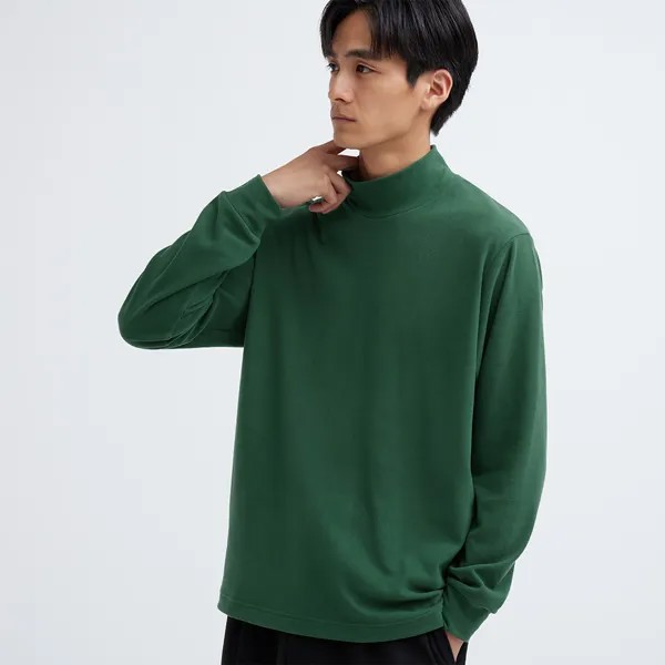 Водолазка Uniqlo унисекс из флиса, зеленый