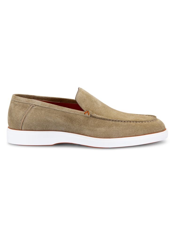 Летние замшевые лоферы Santoni, бежевый