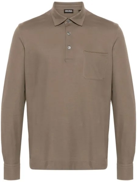 Zegna хлопковая рубашка-поло, зеленый