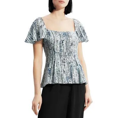 Женская шелковая блузка с квадратным вырезом Theory BHFO 2606