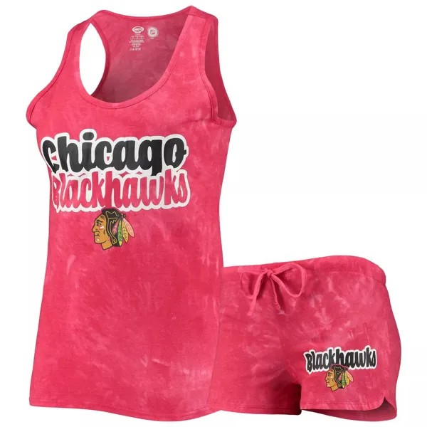 Женский спортивный красный комплект из майки и шорт Chicago Blackhawks Billboard Racerback Concepts Sport