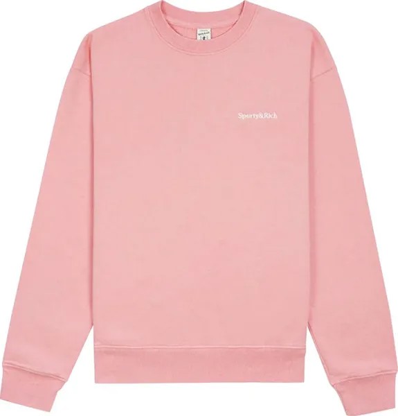 Толстовка Sporty & Rich Serif Embroidered Crewneck 'Rose/White', розовый