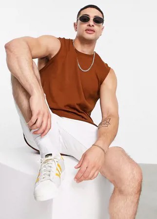 Коричневая вязаная хлопковая майка ASOS DESIGN-Коричневый цвет