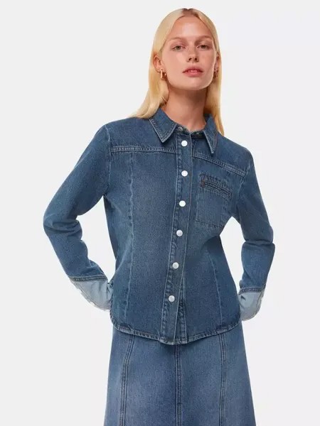 Рубашка Whistles Patchwork Denim, синий