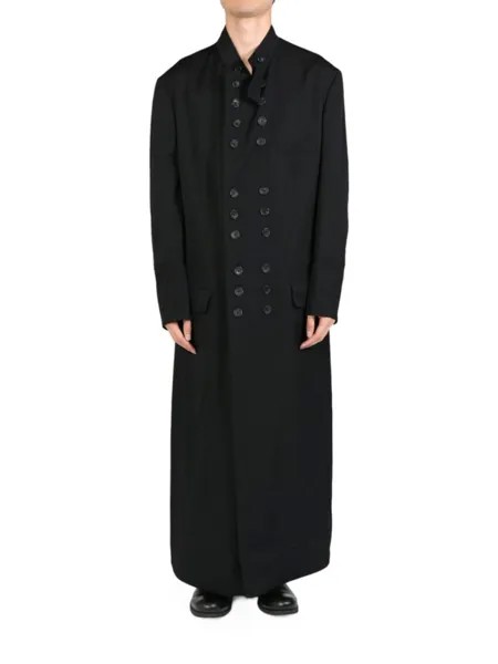 Yohji Yamamoto пальто из шерстяного габардина, черный